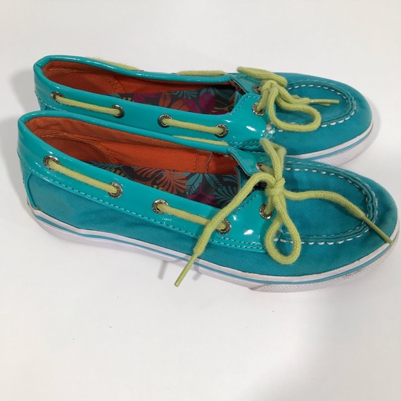SPERRY Topsiders Shoes Size 1 Teal Biscayne EUC - Picture 6 of 8
